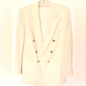 Men's HALSTON Vintage Cream Double-Breasted Blazer Size M Union Label USA
